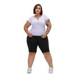 Bermuda Feminino Ciclista Plus Size Até O Joelho Confortável