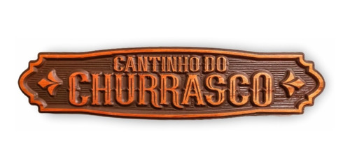 Placa Cantinho Do Churrasco Madeira Maciça 45x14cm