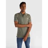 Polo Slim Verde Olivo Con Monograma Calvin Klein Para Hombre