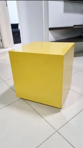 Mesa Lateral Ou Centro Formato Cubo Amarelo