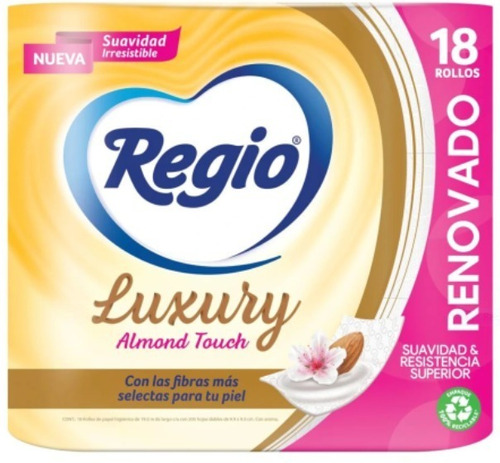 Papel Higiénico Regio Luxury Almond Touch 18 Rollos 