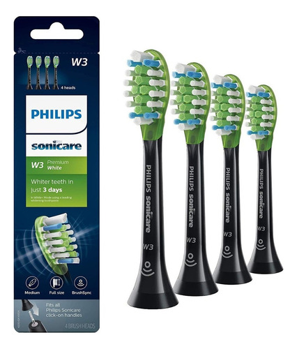 Philips Sonicare Repuesto Blanco W3 4pk Hx9064/95 Black