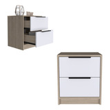 Mesa De Noche Kaia Set X 2 Unidades Rta Color Rovere Blanco