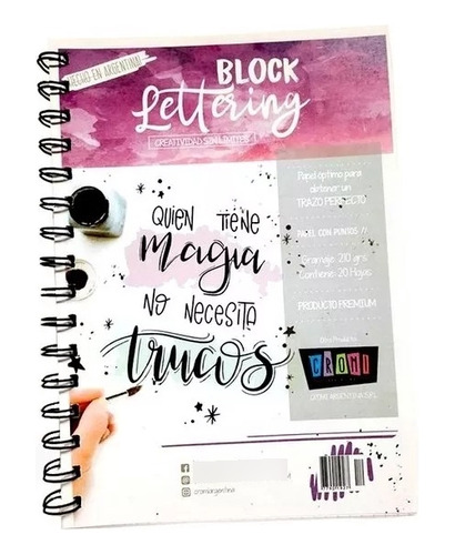 Block Cuaderno Anillado Lettering Cromi A4 210grs X20 Hojas