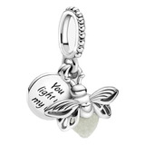 Glow-in-the-dark Firefly Dangle Charm 925 Colgante De Plata 