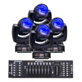 4 Mini Moving Beam Rgbw Head 100w 7gobo Color + Mesa Dmx