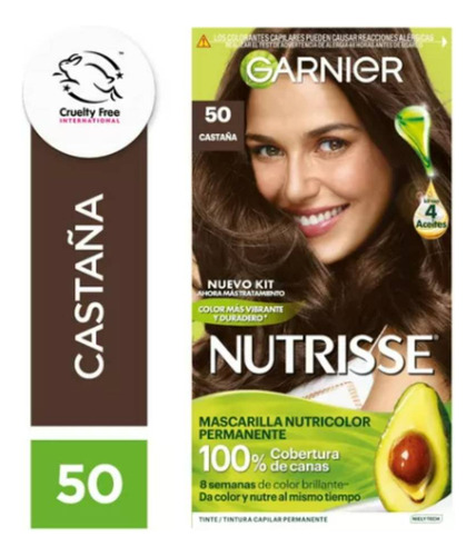 Kit De Tintura Permanente Nutrisse De Garnier Tono Tono 50 Castaña