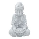 Buda Castiçal Cimento - Porta-velas 20cm