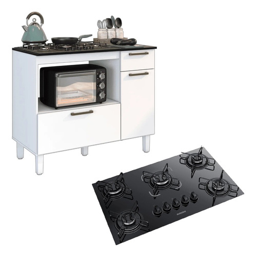 Kit Balcão Cooktop Itatiaia 2 Portas C/fogão Cooktop 5 Bocas