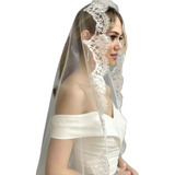 Velo De Novia Mantilla Corto De 1 Capa Chantilly Nuevo Boda