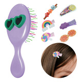 Broches Pinza Pasador Para Cabello Y Cepillo De Niña 7 Pz