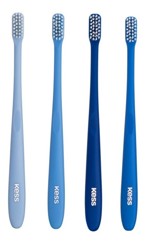 Escova Dental Kess Azul Basic Anual Pack C/ 4 Unidade