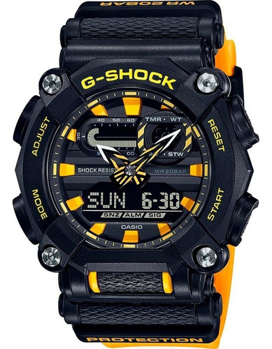 Relógio Casio G-shock Masculino Heavy Duty Ga-900a-1a9dr Cor Da Correia Amarelo