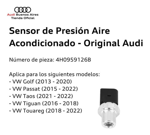 Sensor De Presin De Aire Acondicionado Audi Q5 2013 Al 2017 Foto 4