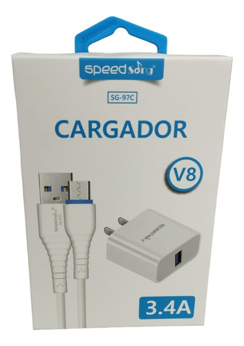 Cargador Carga Rápida V8 Pared 3.4 A Cable Micro Usb 5v 1mt