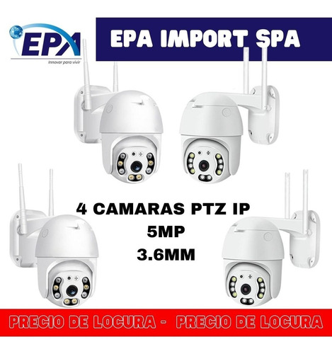 Kit De 4 Cámaras Ip Ptz Exterior 1080p 5mp Inalámbrico Epa