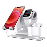 Soporte 3 En 1 Para Celular + Apple Watch - Plateado