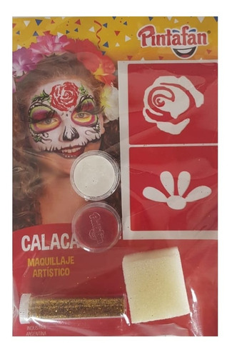 Kit Maquillaje Infantil Stencil Glitter Calaca Halloween