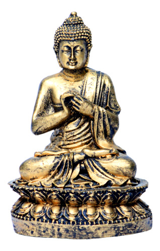 Estatua Buda Dourado Meditação 15cm