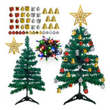 Árvore 60cm Verde De Natal Pinheiro Com Acessórios E Pisca