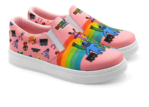 Tenis Rosa Personajes Rainbow Friends Roblox Elástico Niña