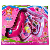 Kit Estojo Maquiagem Infantil Sapato Rosa Brinquedo Criança