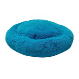 Cama Mediana De Peluche Antiestrés Azul Para Mascota