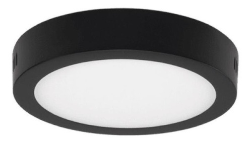 Plafon Panel Led 12w Aplicar Redondo Negro Luz Fría