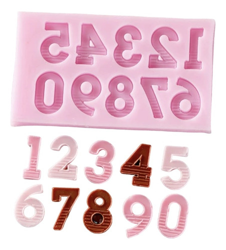 Molde Silicona Numeros C/ Lineas 2cm Porcelana Fria Fondant