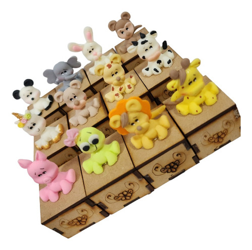 Recuerdo  Con Animalitos Caja Madera 12 Pz