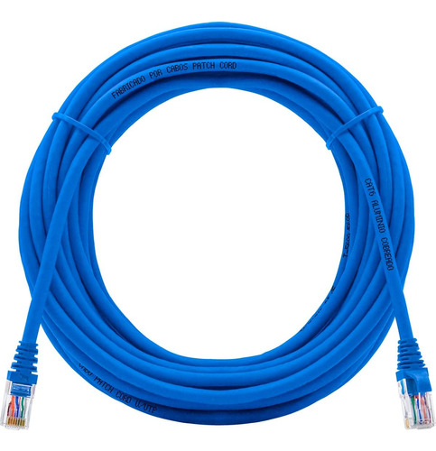 Cabo De Rede Internet Patch Cord Rj45 Cat6 Azul 10 Metros