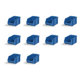 Kit C/10 Gaveteiro Organizador Caixa Bin Nº 5 C/trava Azul