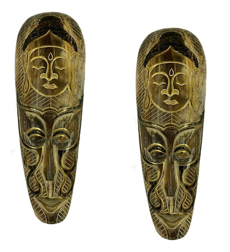 Máscara Decorativa Parede Carranca Bali Buda 50cm 2pc