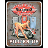 Last Stop Garage Pin Up Girl Biker Motocicleta Placa De...