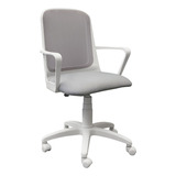 Silla Oficina Diseño Fresa Blanca Escritorio Base Pvc Ruedas