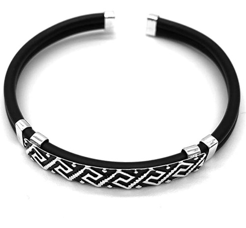 Pulsera Plata Y Piel, Para Hombre, Plata 925 Certificada