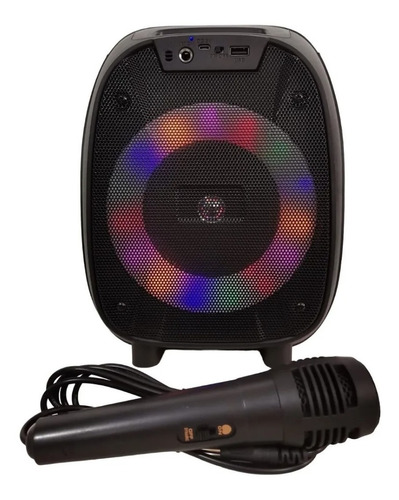 Parlante Rgb Micrófono Karaoke Bluetooth Recargable Cable V8