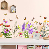 Adhesivos De Pared Con Diseño De Flores, Mariposas, Libélula