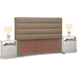 Cabeceira Cama Box Casal Queen 160cm Greta Linho Areia C/ 2 Criados Cor Marrom-claro