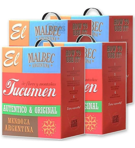 Vino Bag In Box Tucumen Malbec 3 Litros Caja X4