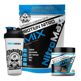 Kit Whey Protein Nitro Mix Refil 900gr + Bcaa Pó + Brinde