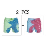 2pzs Shorts De Playa Que Cambian De Color Secado Rápido