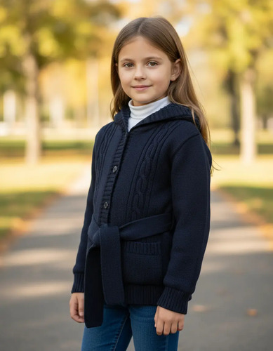 Sueter Niña Azul Marino Forrado 2746 2 A 12 Años