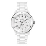 Reloj Bulova Marine Star Marc Anthony 98p222 3diam Color De La Correa Blanco