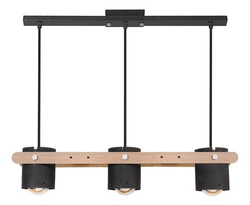 Lampara Colgante Led 3 Luces Tachos Madera Estilo Nordico