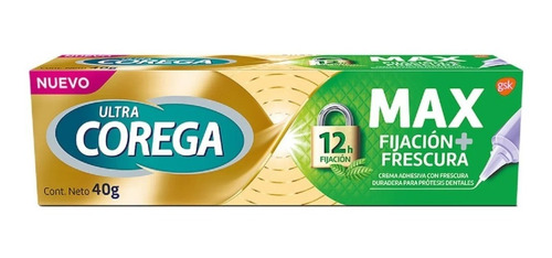 Ultra Corega Max Fijación+frescura Menta Adhesivo Dental 40g