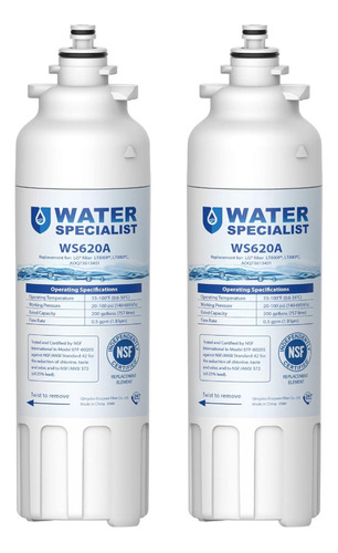 2 Filtros Agua Compatible Con Neveras LG Lt800p Adq73613401