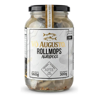 Rollmops Agridoce Vô Augusto Filé De Sardinha E Cebola 560g | Frete grátis
