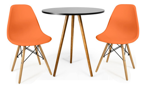 Mesa Eames Mdf Redonda 70cm Com 2 Cadeiras Estilo Vintage