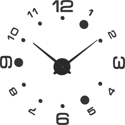 Reloj De Pared Moderno B5 60 Cm En Madera Calada Negro Deco